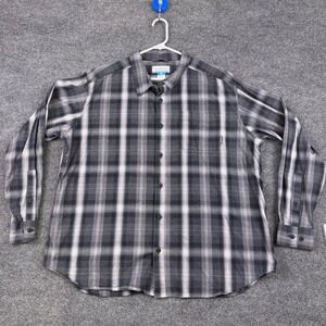Columbia Mens XXL Grey Plaid Long Sleeve Button Down Shirt AM8053